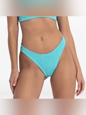 Hunza G Carla Crinkle Bikini Bottom NWT Teal Aqua